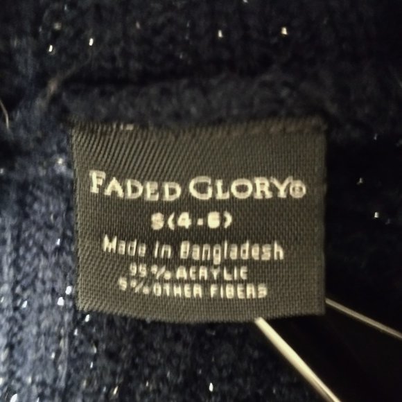 Faded Glory Navy Blue Sparkly Cowl Neck Sweater - Picture 3 of 5